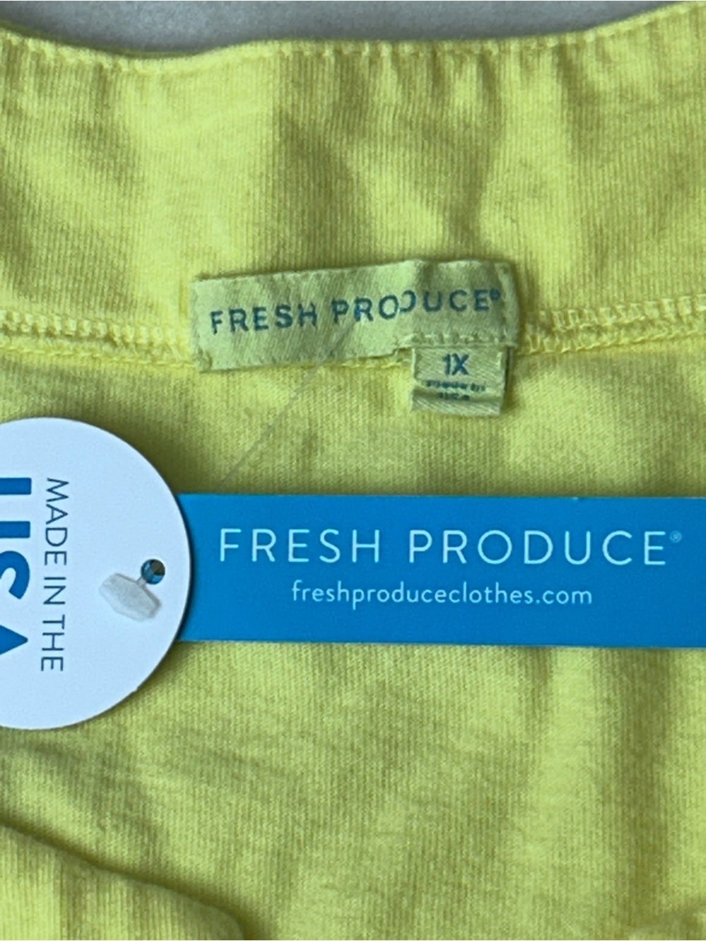 fresh produce Women’s NWT Yellow V-Notch 100% Cotton Tunic 3/4 sleeves Size 1X - Picture 3 of 11